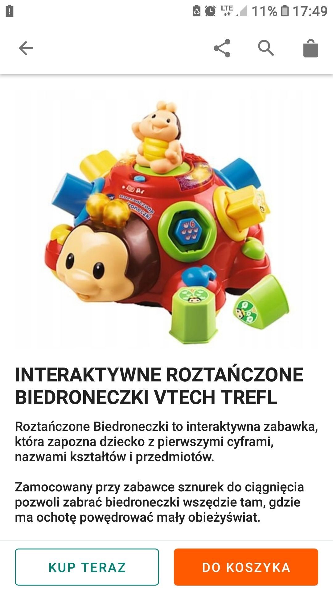 Interaktywna roztańczona biedronka Vtech trefl