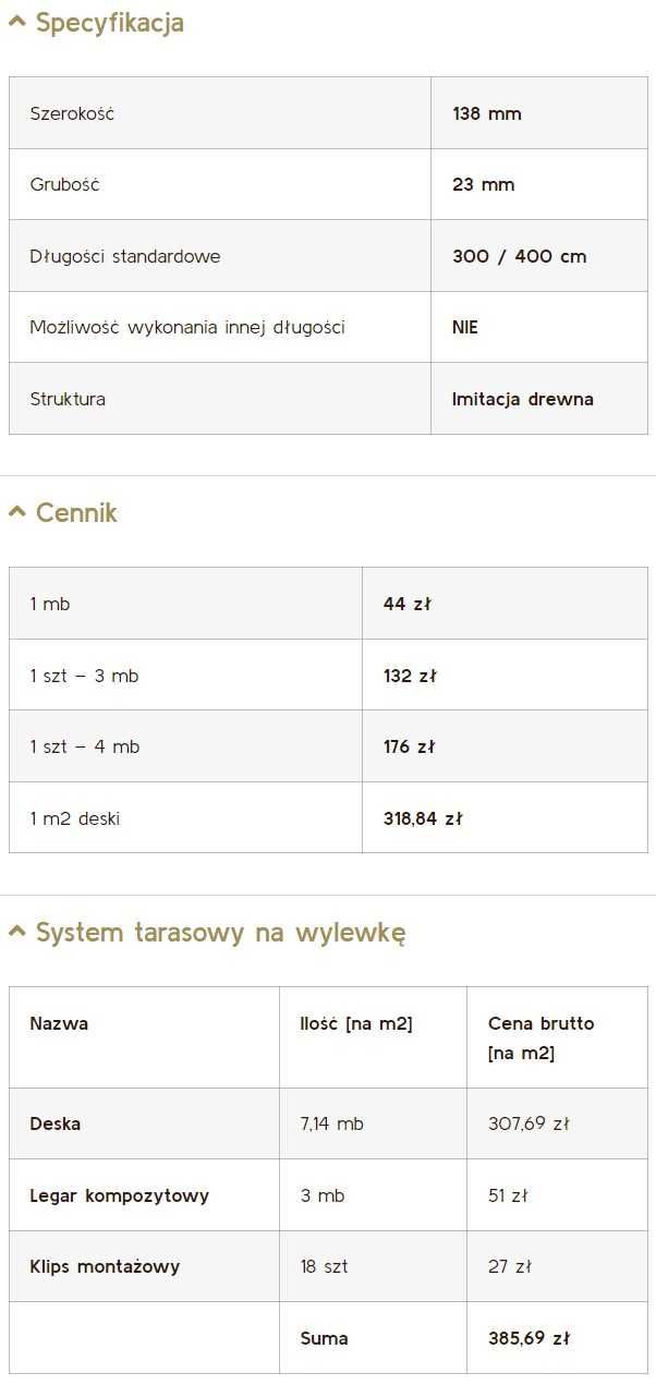 Deska kompozytowa tarasowa 3D - II generacja - drewnopodobna