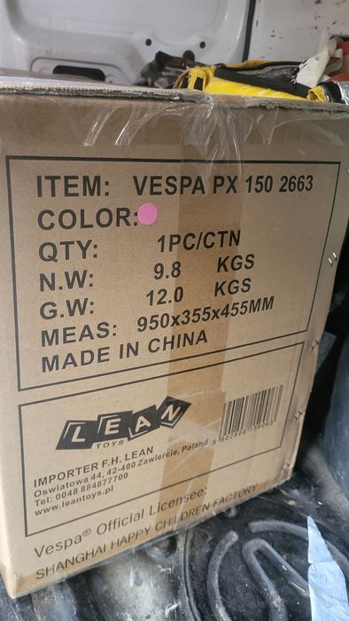 Oryginalna Vespa Px150, Miękkie Koła, Miękkie Siedzenie, Kuferek/Px150
