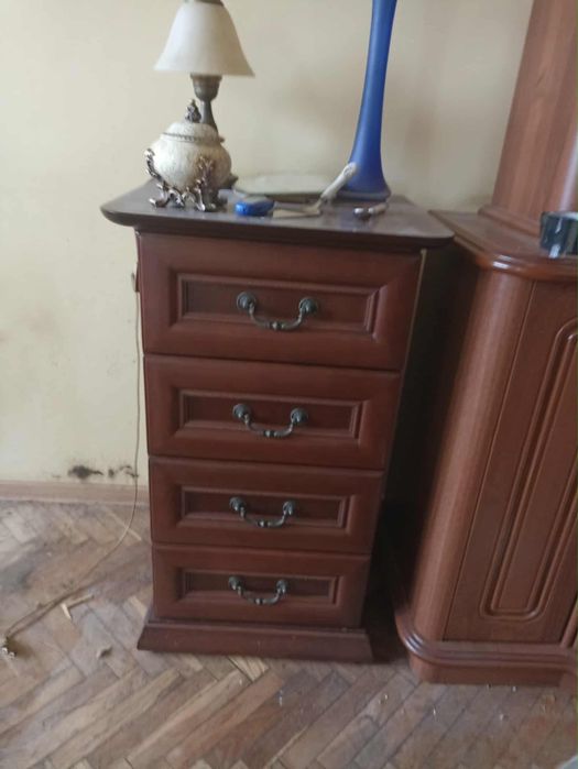 Komplet mebli z drewna Witryna komoda regał słupek z szufladami