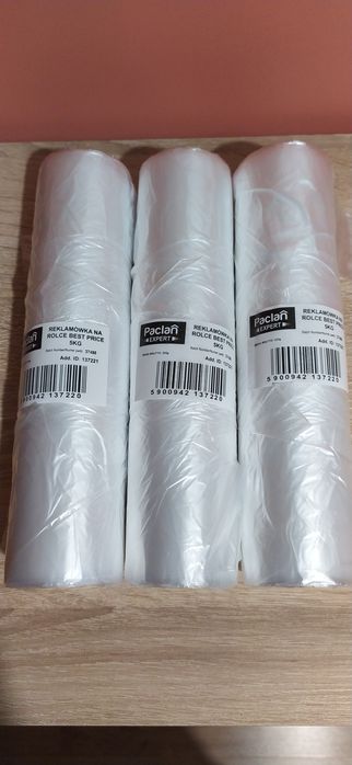 Reklamówki z uchwytami 3 rolki nowe Paclan