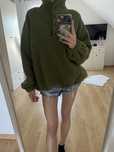 khaki ciemno zielony polar z guzikami vintage
