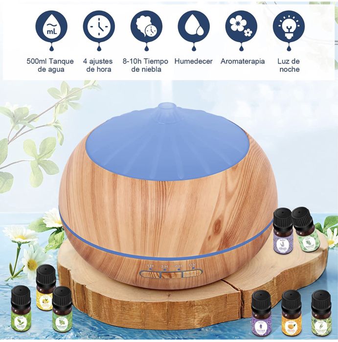 Humidificador / Difusor de Aromas LED RGB 500ml + Aromas (NOVO)