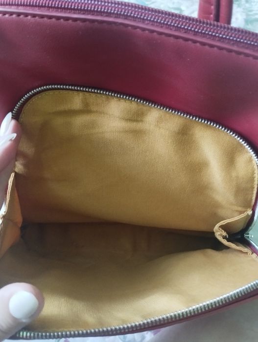 Шкіряний червоний сумка-рюкзак