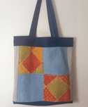 Duża torba shopperka jeansowa patchwork Handmade