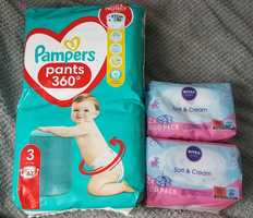 Pampers Pants 3- 62szt i chusteczki Nivea Baby 2xduopack
