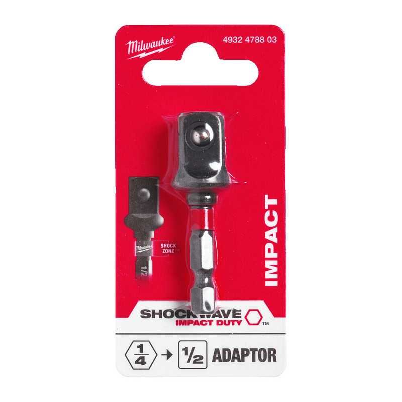 Adaptador MILWAUKEE 1/4" com quadra 1/2"