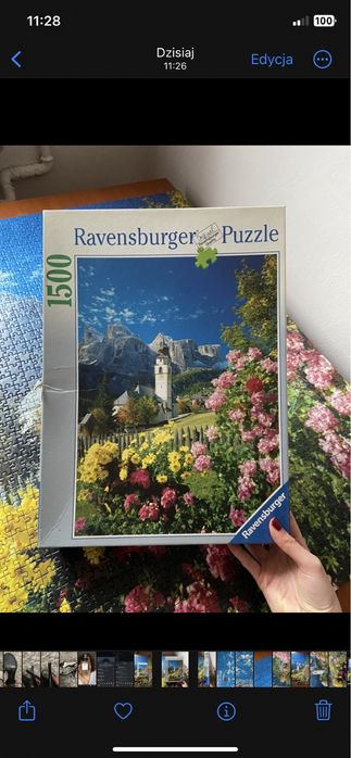 Puzzle Ravensburger 1500 Dolomity brak dwoch elementow