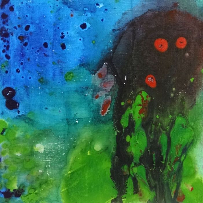 Mini abstrakcje recznie malowane akryl kolorowe