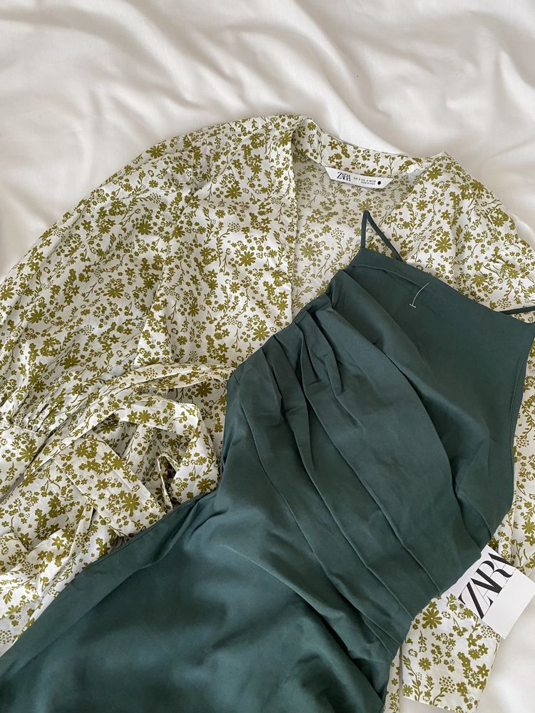 Плаття міні зара zara зелене коктейльне на літо