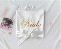 Szlafrok biały z napisem Bride dostępne  ( L oraz XL )