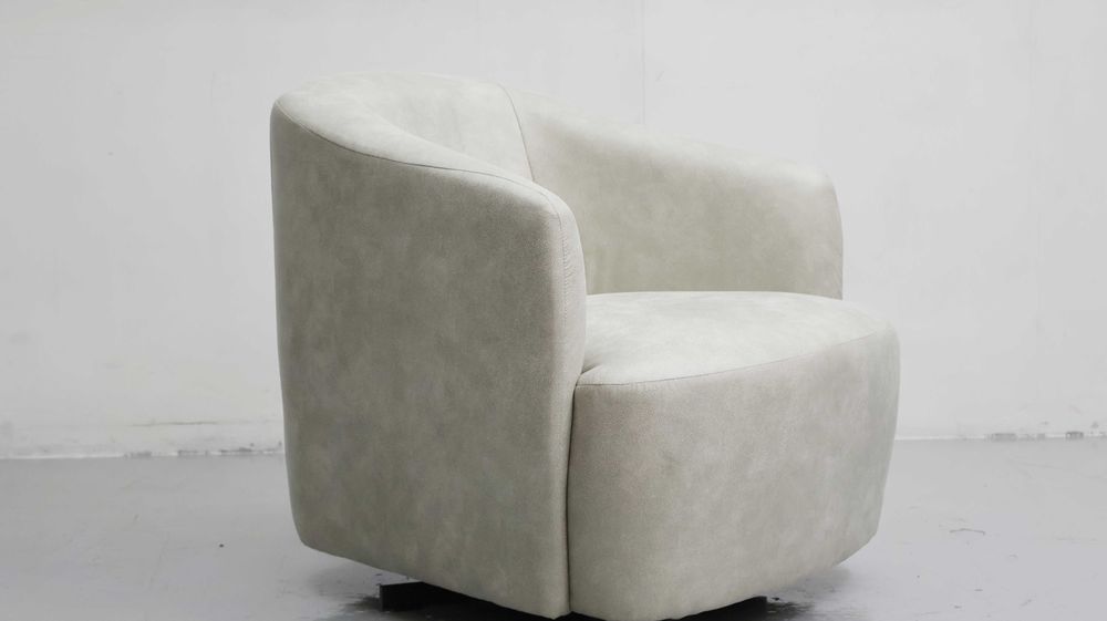 TEC WYGODNY FOTEL OKAZJA tkanina stara skóra zamszowa jasno szary