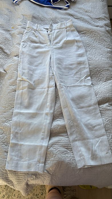 H&M XS/34 jasnoniebieskie spodnie len wiskoza