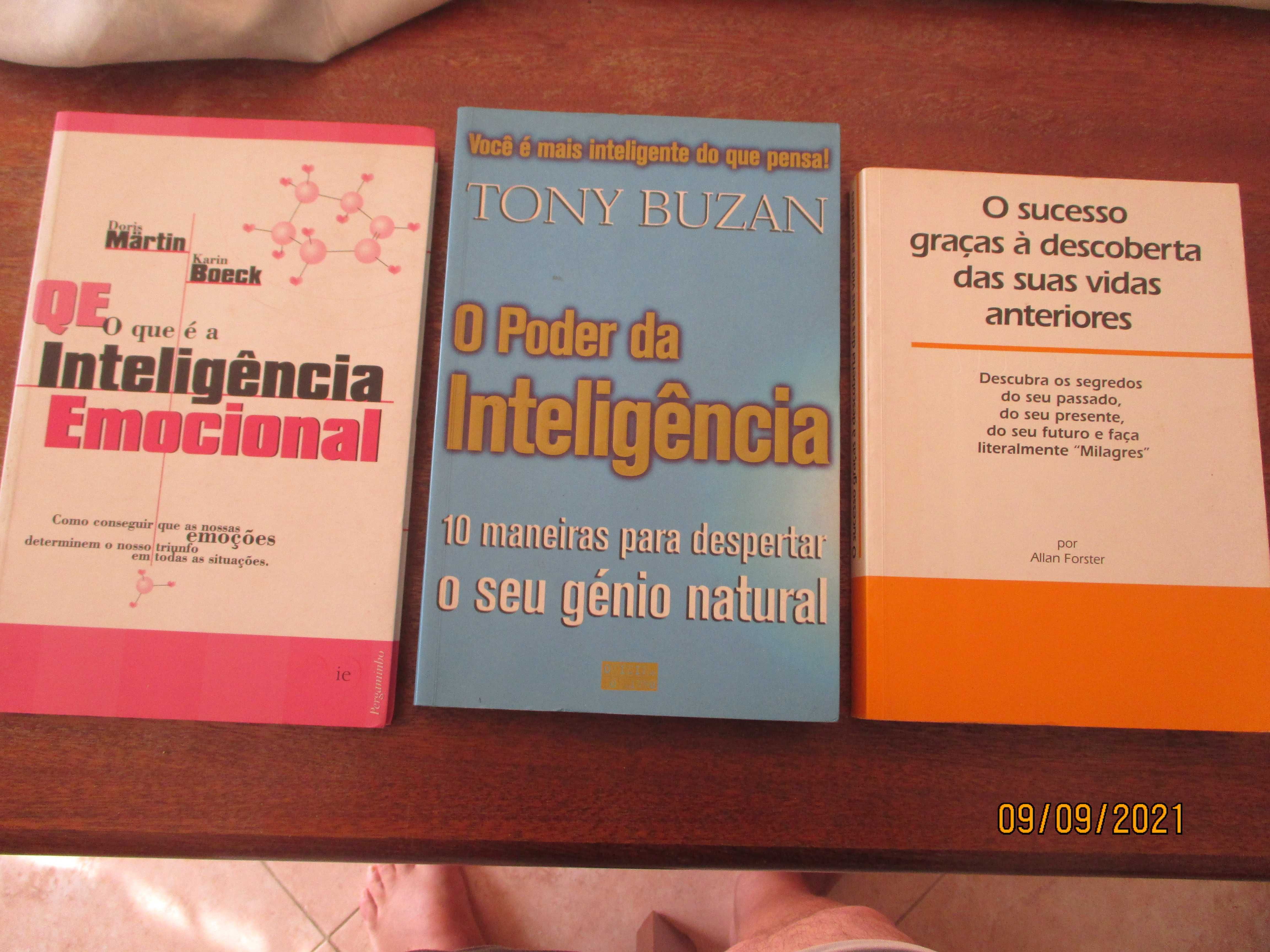 3 livros-Poder da inteleg./Intelegencia emocional/Sucesso graças desco