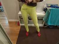 Żółte neonowe spodnie legginsy rurki rozmiar S / M elastyczne