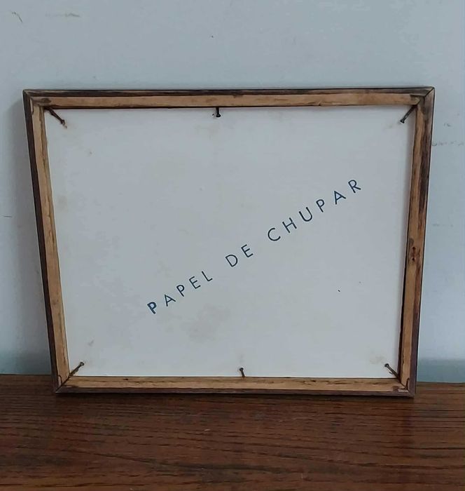 Antigo Cartaz Publicitário em Papel de Chupar "Mata Burrão", Emoldurad