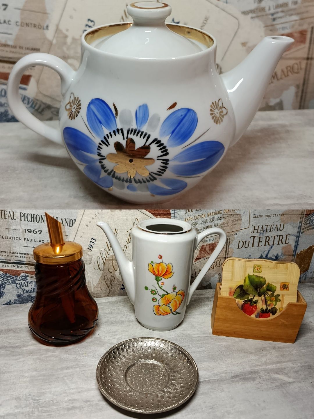 Глечик та чашки. Цукорниця. Салатниця. Кришталь. Форма для випічки .