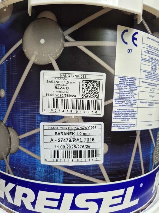 Tynk Silikonowy Kreisel 031 Nanotynk 1mm szary RAL7016 Antracyt 3x25kg