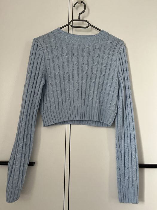 krótki niebieski sweterek H&M S