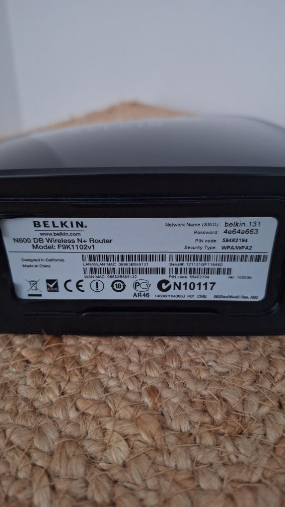 Belkin N600DB router wifi zasilacz patchcord UTP 5e gratis fajny wyglą