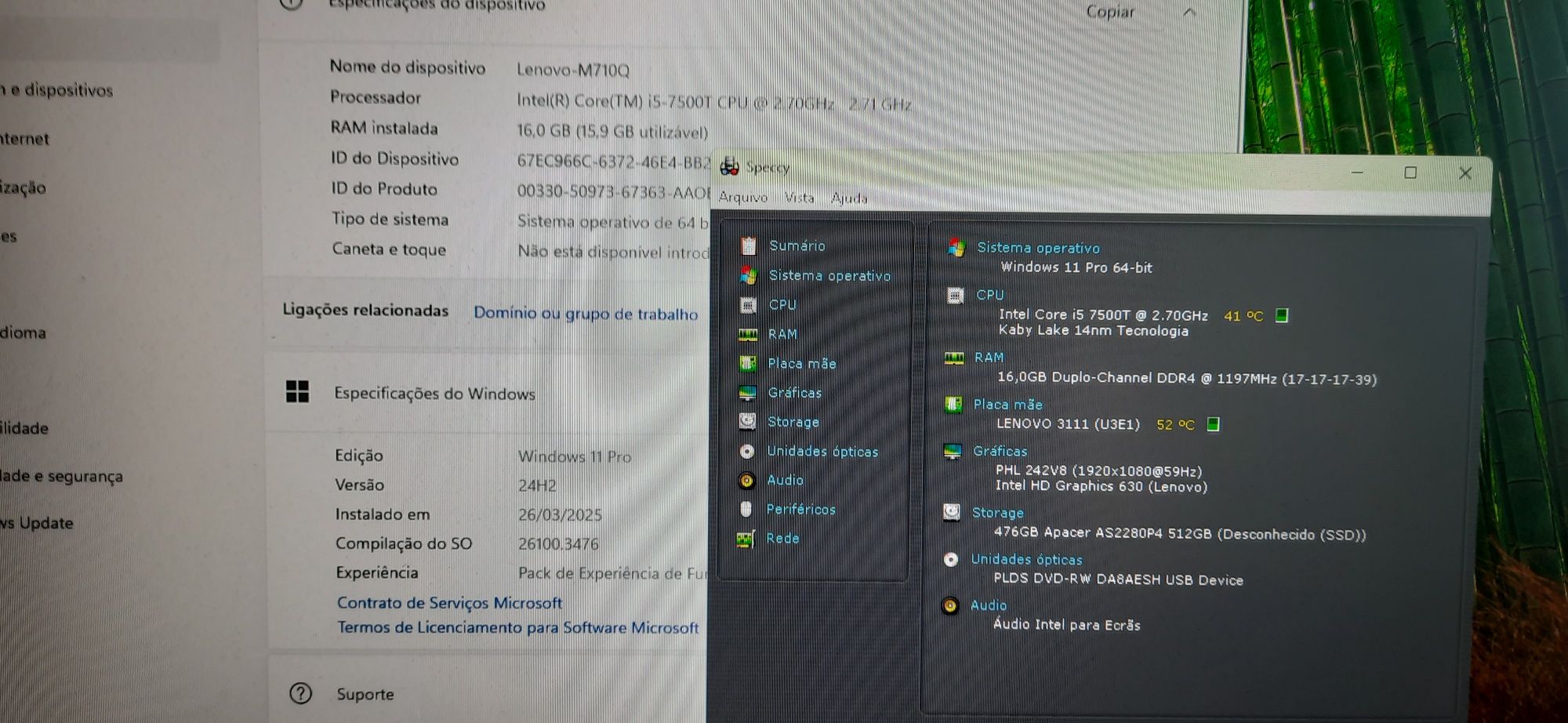Mini-Pç Lenovo M710Q Tiny 7ªG|i5.7500T-2.7G|NVMe-512G|16G|VGA/DP|W11