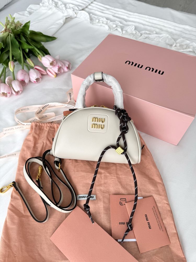 Сумка Miu Miu шкіра | молочна | золота фурнітура