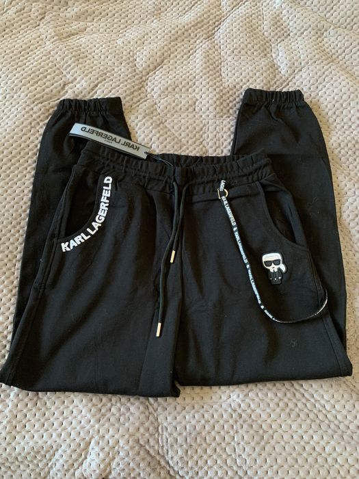 Spodnie karl lagerfeld czarne dresowe wysoki stan