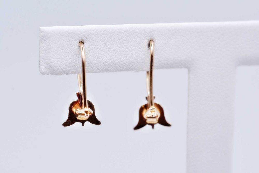 Złoter kolczyki delikatne kwiatuszki tulipanki 1,24g pr 585 14k