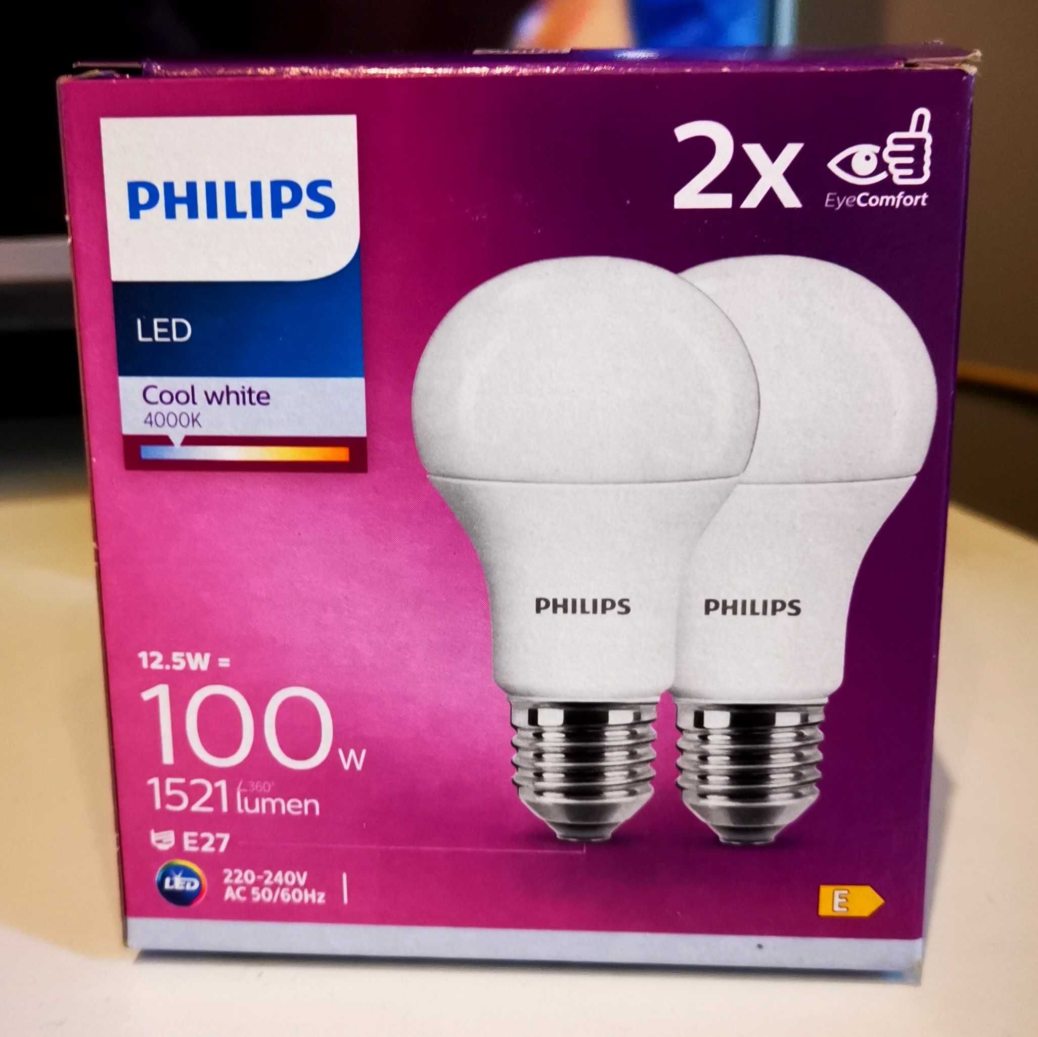 2x Żarówka LED E27 13W = 100W A60 4000K PHILIPS