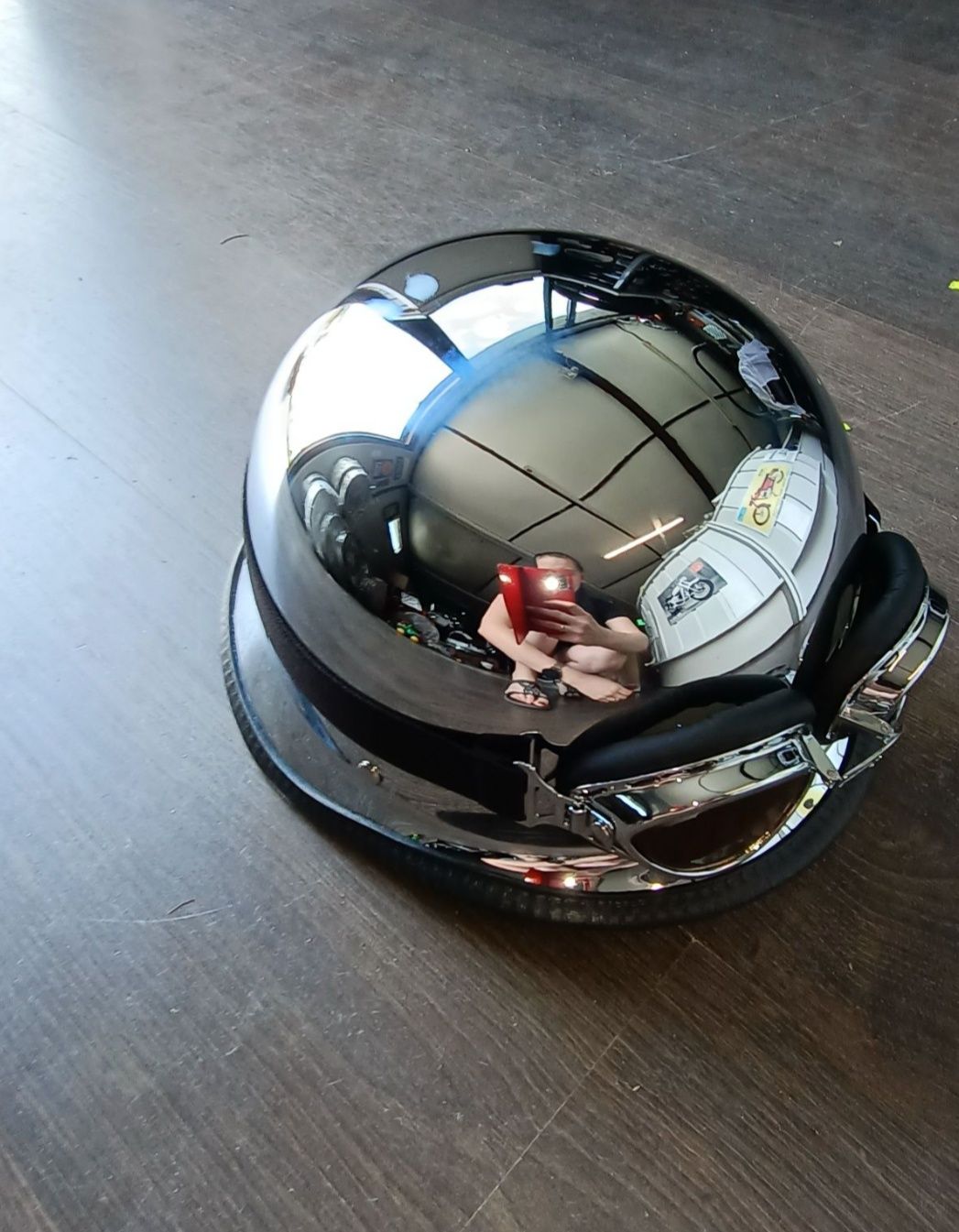 Nowy kask otwarty + google weteran chrom WSK Wfm SHL  komar Romet
