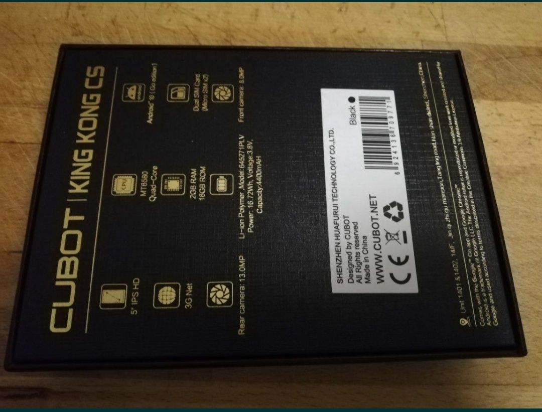 Samo Pudełko Cubot King Kong CS Black 5" DualSim 2GB RAM 16GB ROM Andr
