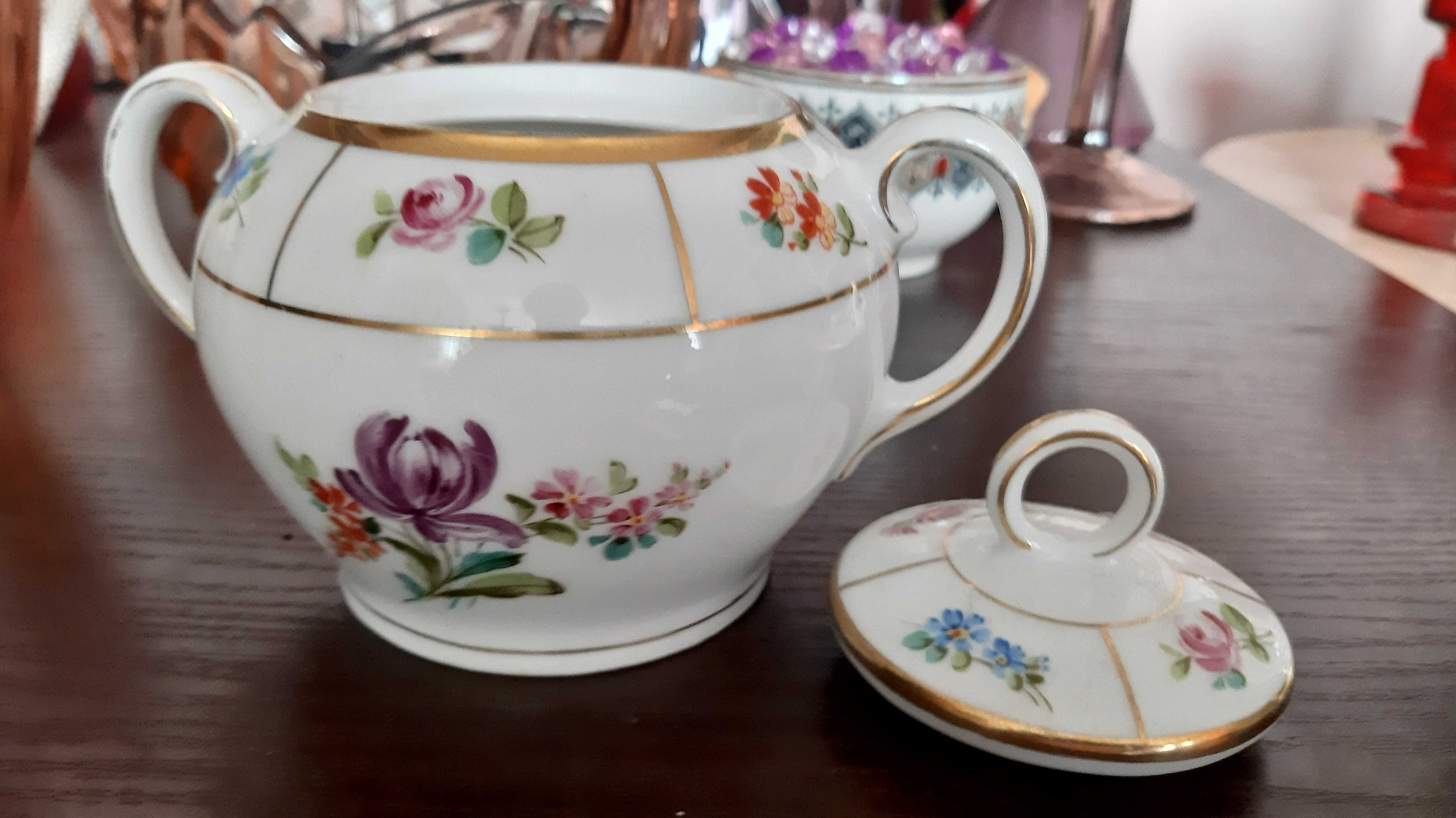 Cukiernica czechosłowacka w kwiaty - stara porcelana