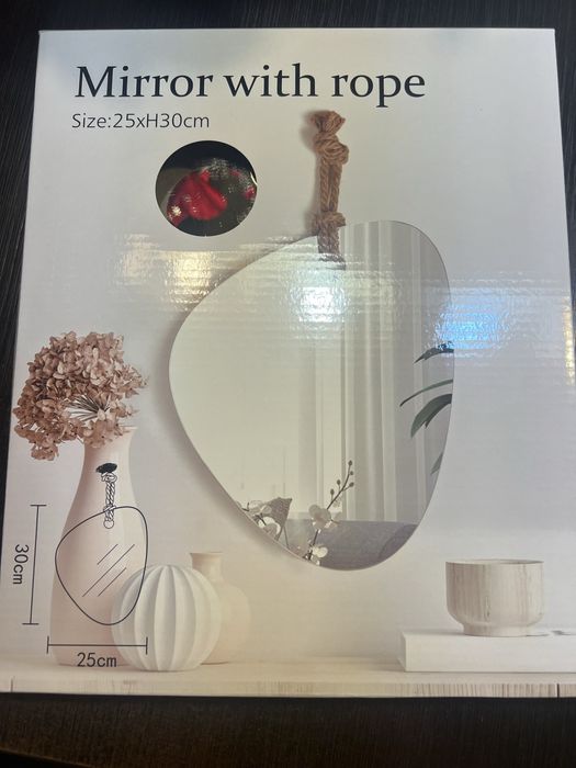 Lustro wiszące boho na sznurze Nowe