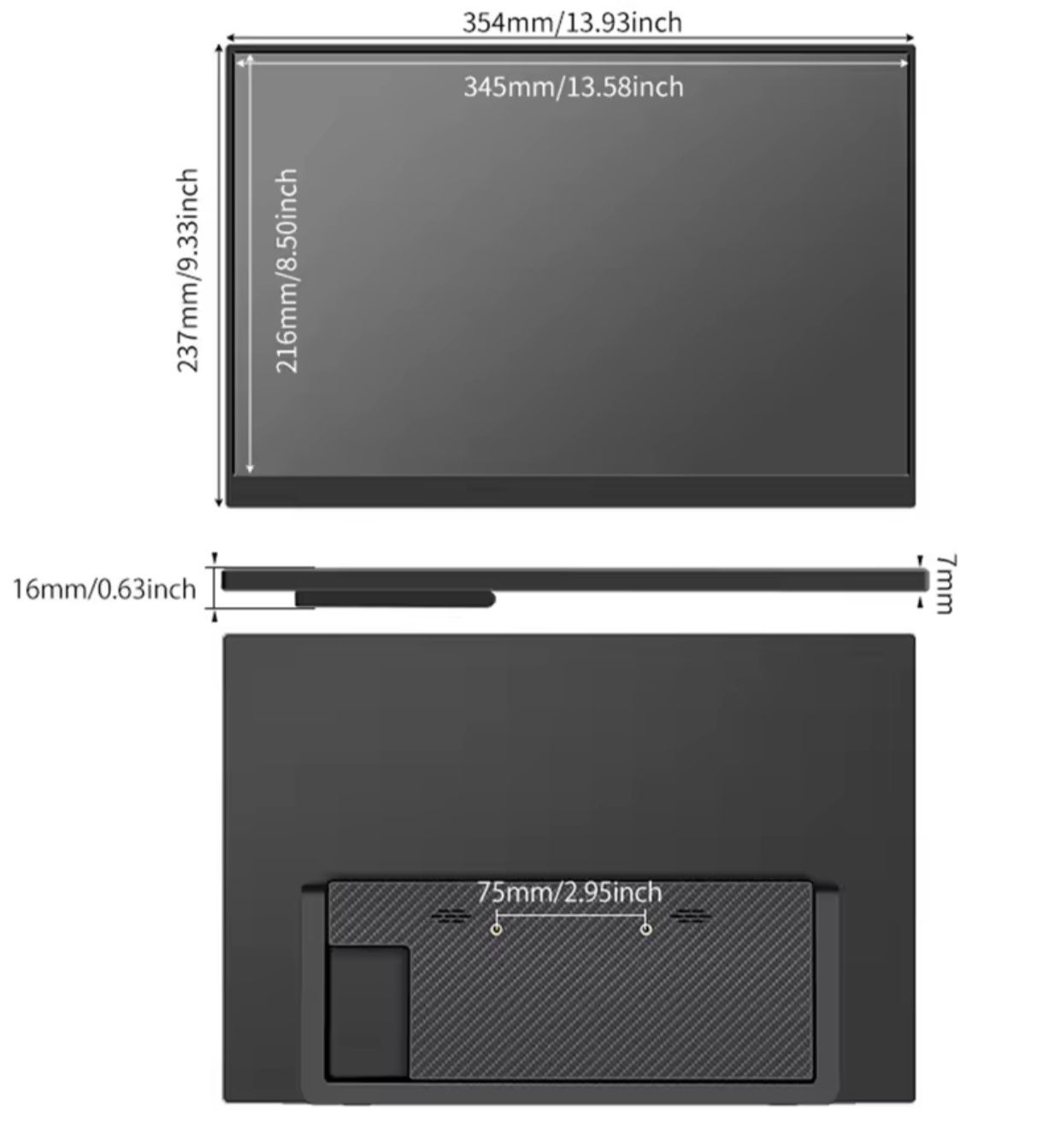 Портативний ігровий монітор 16", 144Hz, 2.5K