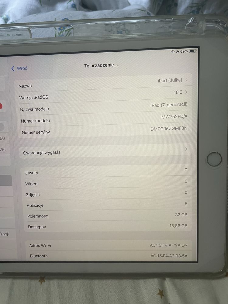 Ipad 7 generacji 32gb 10,2” jak nowy z akcesoriami silver