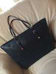 Czarna torebka shopper Wittchen monogram, torba skórzana logowana LV