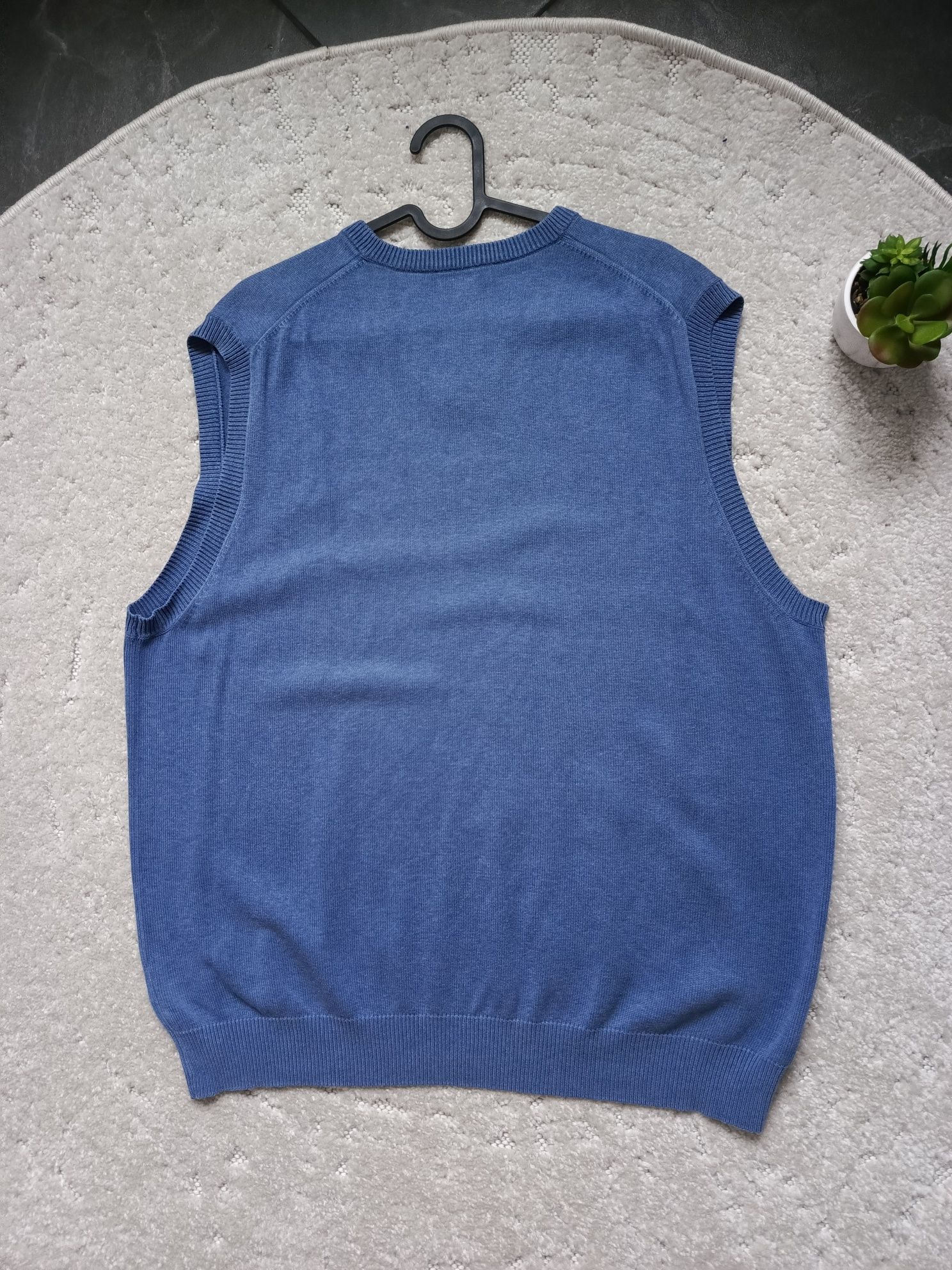 Elegancka niebieska kamizelka Wolsey, 100% bawełna, rozmiar XL