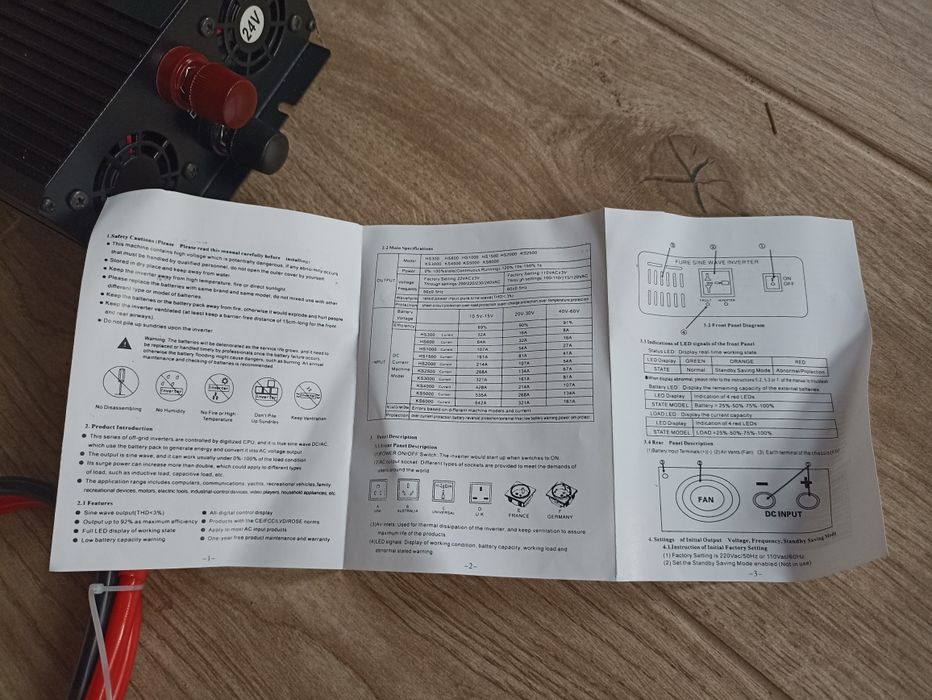 Inversor 24v  Novo 5000w / 2500w contínuos onda pura