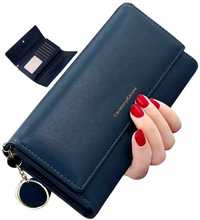 Duży portfel damski Blue skórzany  pojemny