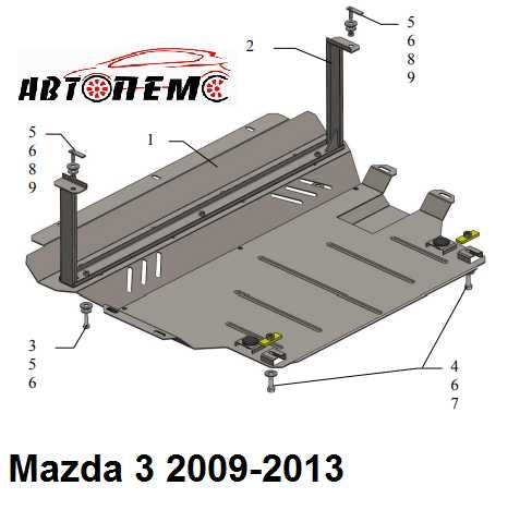 Захист двигуна Mazda 3 Mazda 2 Mazda 323 Mazda 5 Mazda 6 Mazda 626