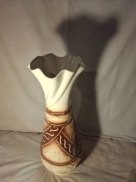Нова керамічна підлогова ваза 65 см | Бежево-коричнева