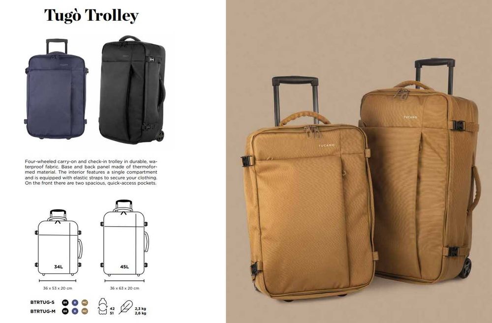 Сумка дорожня 2-колісна, Tucano TUGO Trolley S, 34л, -29 +gift