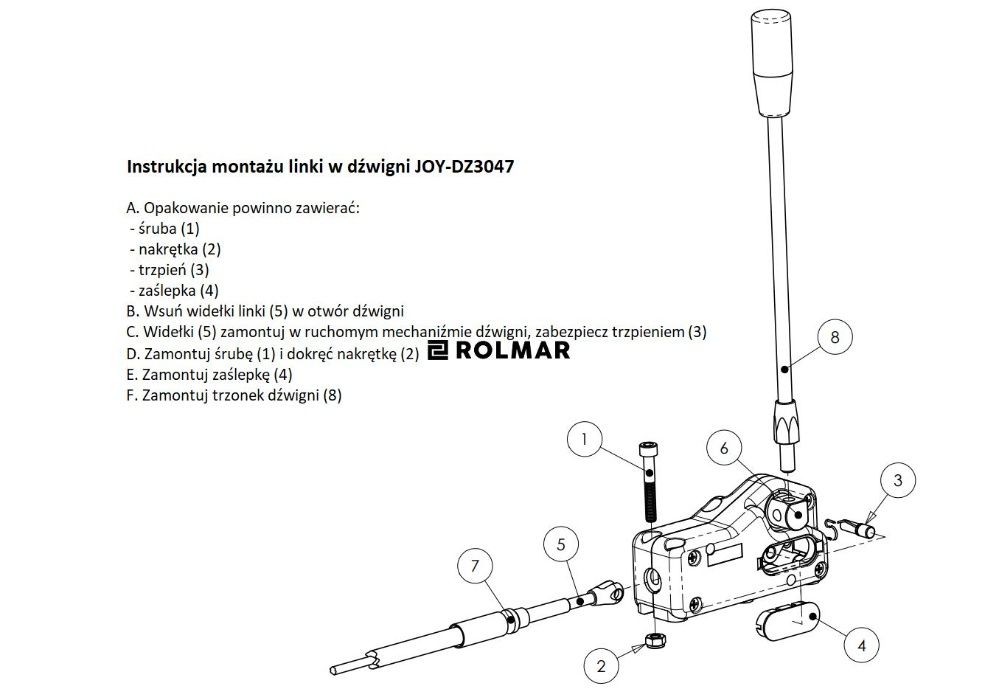 Dźwignia do sterowania linkami w rozdzielaczach hydraulicznych