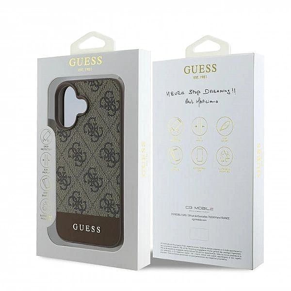 Etui Guess 4G Bottom Stripe na iPhone 16 - brązowe