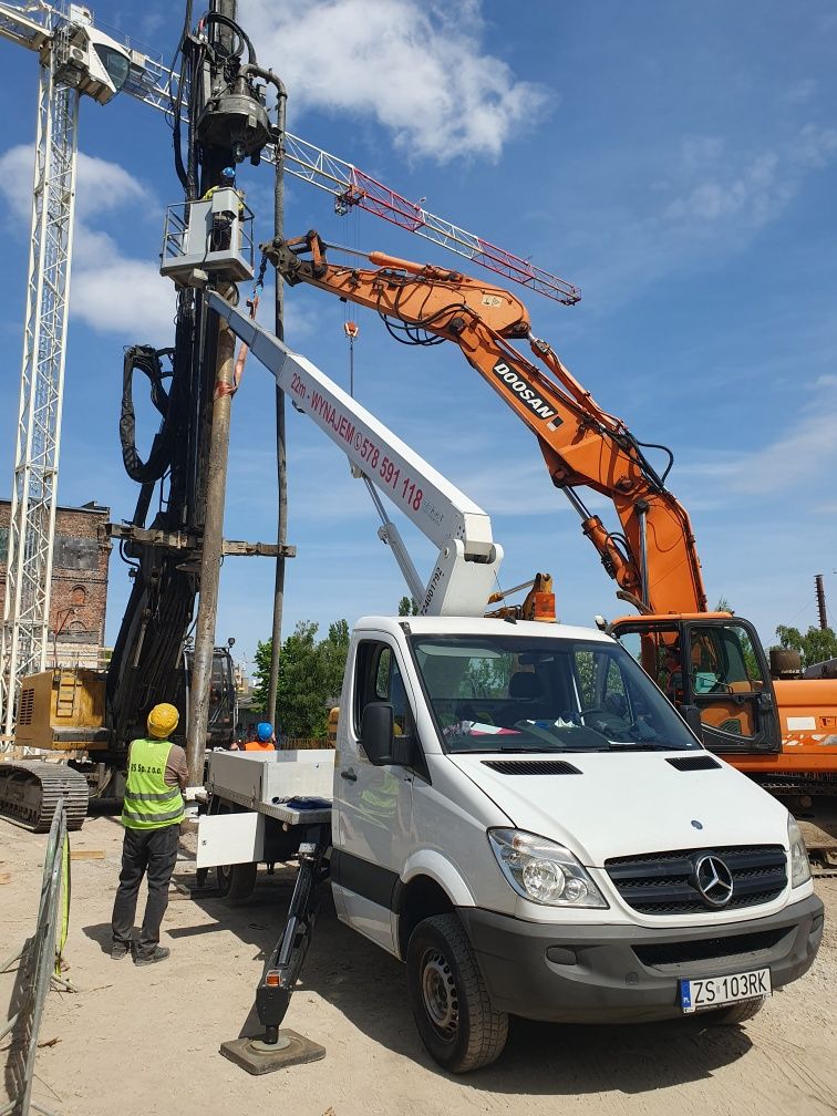 Podnośnik koszowy zwyżka 22m wynajem, usługi WOLNE TERMINY