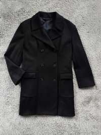 Двубортне стильне якісне чорне шерстяне шесть пальто Prada