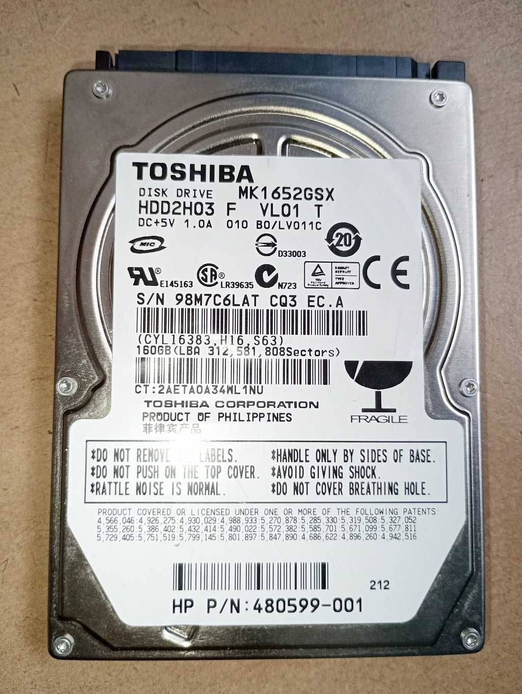 Dysk 160 GB - SATA / 2.5 cala - TOSHIBA