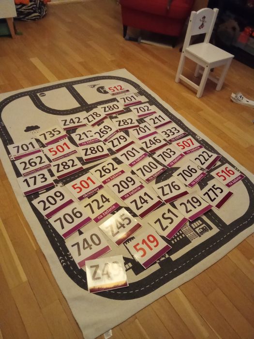 Naklejki lini autobusowych i tramwajowych