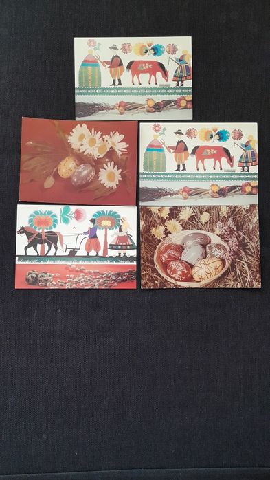 Stare kartki pocztówki PRL nie spisane ,Wielkanoc  5 sztuk