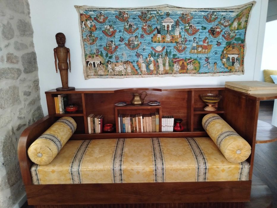 Sofá ou Cama de dia Art Deco Vintage, Restaurada, Anos 30
